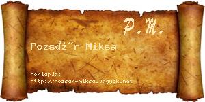 Pozsár Miksa névjegykártya